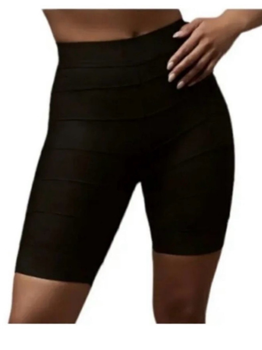 Herve Leger Black High-Waist Bandage Bike Shorts